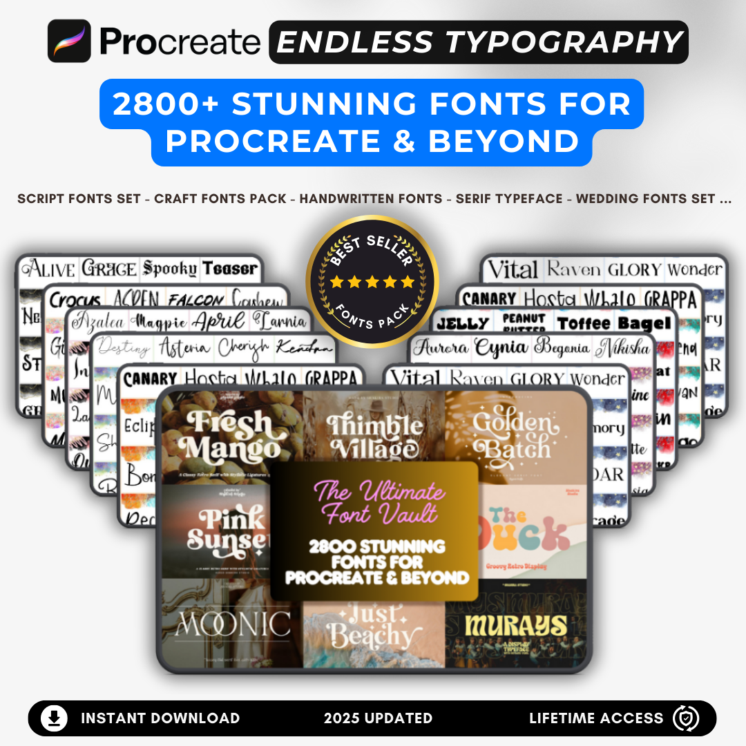 Procreate Endless Typography - 2800+ Stunning Fonts Bundle