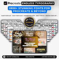 Thumbnail for Procreate Endless Typography - 2800+ Stunning Fonts Bundle