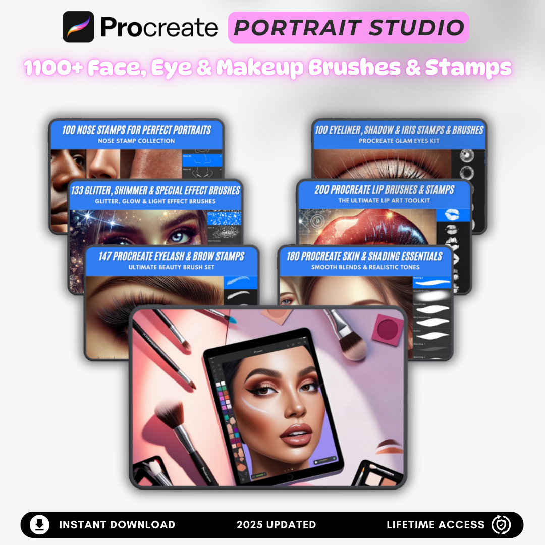 Procreate Portrait Studio - 1100+ Face, Eye & Makeup Brushes & Stamps